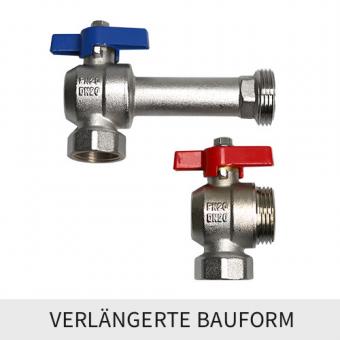 MFL Kugelhahn verlängerte Bauform Set 1" IG x 1" AG Eck, flachdichtend